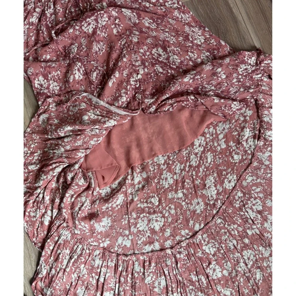 Lucky Brand High Low Midi Dress Smocked Waist Boho Cottagecore Romantic Casual